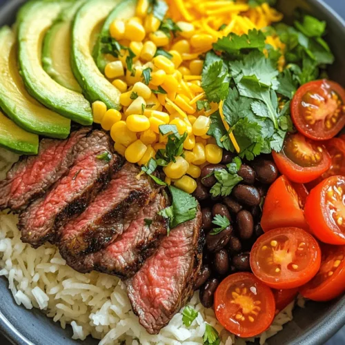 The Ultimate Steak Bowl is a culinary masterpiece that combines tender, marinated steak with a vibrant medley of fresh toppings, creating a dish that is both visually appealing and packed with flavor. Whether you’re preparing a casual weeknight dinner for your family or planning a more elaborate gathering with friends, this steak bowl is sure to impress. With its harmonious blend of textures and tastes, it not only satisfies the hunger of meat lovers but also celebrates the beauty of fresh ingredients.