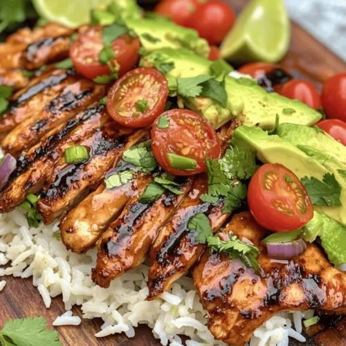 The flavor profile of Honey Lime Chicken & Avocado Rice Stack is a delightful combination of sweet, zesty, and fresh elements. The honey lends a natural sweetness that beautifully balances the tangy lime juice, creating a marinade that infuses the chicken with a rich flavor. As the chicken cooks, the sugars in the honey caramelize, adding a lovely golden crust that enhances the dish’s appeal. The creamy avocado brings a smooth texture that contrasts perfectly with the tender chicken and crunchy vegetables, while the fresh herbs add pops of brightness to each bite.