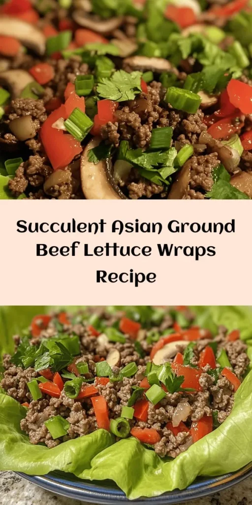 Savor the flavors of these Asian-Style Ground Beef Lettuce Wraps! Made with tender grass-fed beef, fresh veggies, and savory sauces, these wraps are a delightful and healthy meal option. Perfect for a quick weeknight dinner or a fun gathering, everyone can assemble their own with crispy lettuce, cilantro, and a splash of lime. Ready in just 30 minutes and serving 4-6, they’re a tasty way to enjoy fresh ingredients. Try them today!