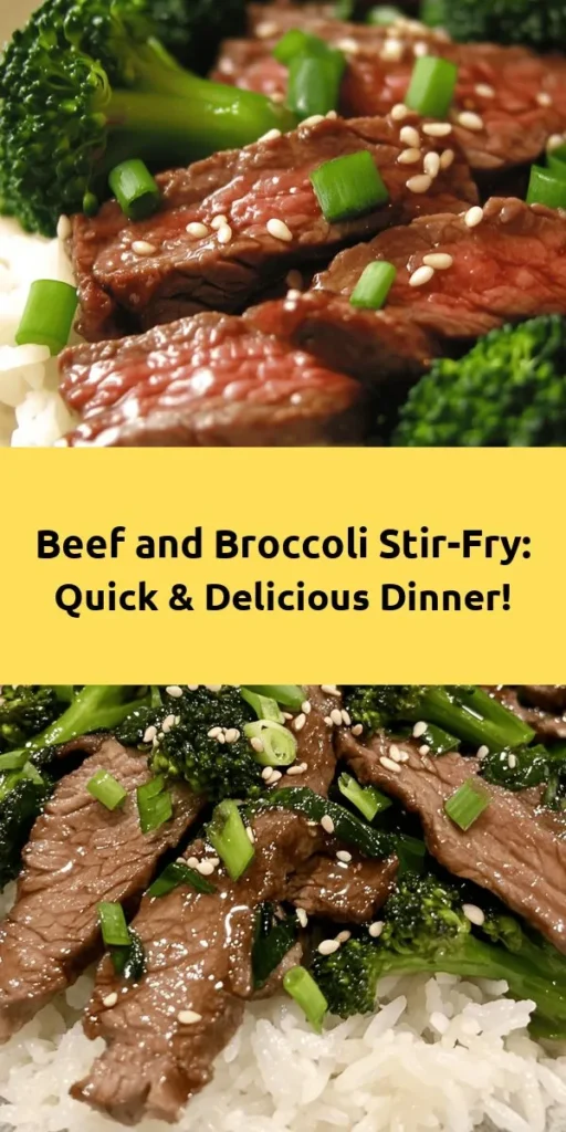 Indulge in a delicious and healthy meal with this easy Chinese Beef and Broccoli Delight! Made with tender flank steak, vibrant broccoli, and a savory sauce, this stir-fry is ready in just 25 minutes. Perfect for a quick weeknight dinner, serve it over fluffy jasmine rice for a complete meal. Garnish with sesame seeds and green onions for an extra touch. Bring the taste of takeout home with this delightful recipe!