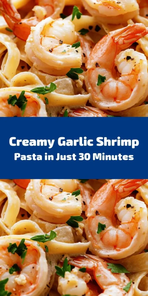 Indulge in the rich flavors of this creamy garlic shrimp pasta! Ready in just 30 minutes, this simple dish pairs fettuccine with succulent shrimp, all enveloped in a luscious garlic and Parmesan cream sauce. Perfect for date night or a quick family dinner, it’s topped with a hint of lemon zest and fresh parsley for a burst of freshness. Easy to make and full of flavor, it's sure to impress everyone at the table. Give it a try for a delightful meal!