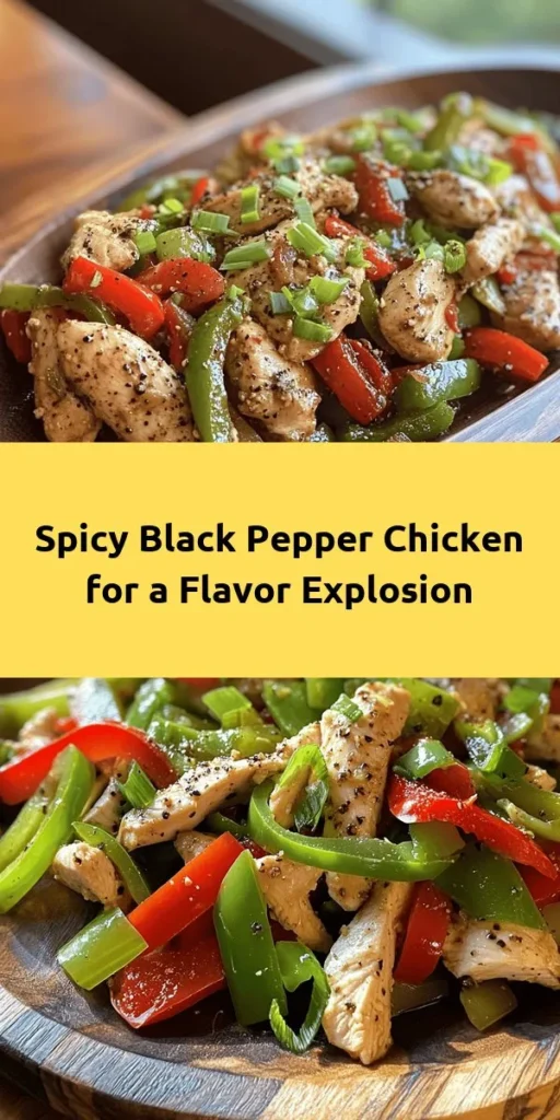 Dive into the spicy goodness of Black Pepper Chicken, a mouthwatering dish that packs a punch! Tender chicken thighs are marinated in soy and oyster sauce, then stir-fried with colorful bell peppers and onions. This easy recipe combines bold flavors with a hint of heat, making it perfect for any weeknight dinner. Serve it hot over rice or noodles, and garnish with green onions for an added touch. Get ready to spice up your dinner table!