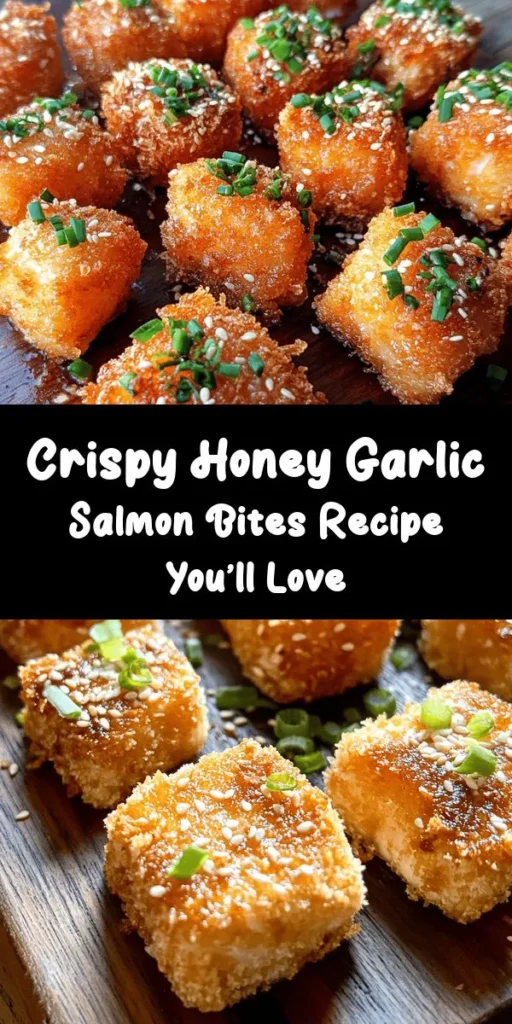 Elevate your dinner game with these Crispy Honey Garlic Salmon Bites! These delicious little morsels are marinated in a sweet and savory honey garlic sauce before being coated in flour and fried to golden perfection. Perfect as an appetizer or a main dish, they’re sure to impress your family and friends. Garnish with green onions and sesame seeds for that extra touch. Easy to make and bursting with flavor, they'll be a hit at any gathering!