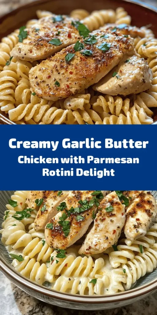 Indulge in this creamy garlic butter chicken and rotini tossed in a rich Parmesan sauce! This easy, delicious recipe features tender chicken breasts cooked to perfection, combined with al dente rotini pasta and a luscious garlic butter sauce. Ready in just 30 minutes, it’s perfect for a weeknight dinner or a special occasion. Garnished with fresh parsley and a pinch of red pepper flakes for a kick, your taste buds are in for a treat!