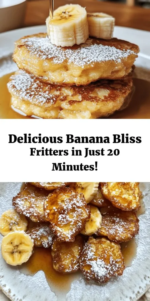 Indulge in the delightful taste of Banana Bliss Fritters! This simple recipe combines ripe bananas with flour, cornmeal, and a hint of cinnamon for a sweet treat that's crispy on the outside and soft on the inside. Perfect for breakfast or a snack, these fritters are easy to make in just 20 minutes. Serve them warm, dusted with powdered sugar and drizzled with maple syrup for an extra touch of sweetness. Enjoy this banana-filled bliss any time!