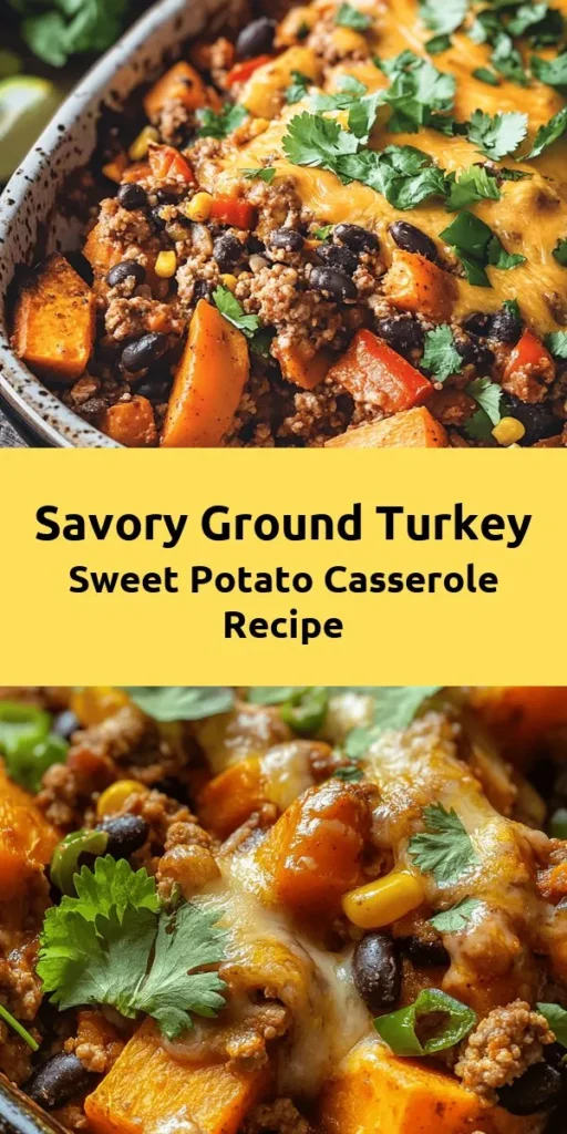 Savor the deliciousness of this Ground Turkey Sweet Potato Casserole, perfect for family dinners or meal prep! Made with lean ground turkey, diced sweet potatoes, colorful veggies, and topped with melted cheese, this hearty dish is both nutritious and satisfying. It's easy to whip up and can be customized with your favorite spices. Enjoy a wholesome meal that the whole family will love! Try it today for a comforting, flavorful experience. #HealthyRecipes #Casserole