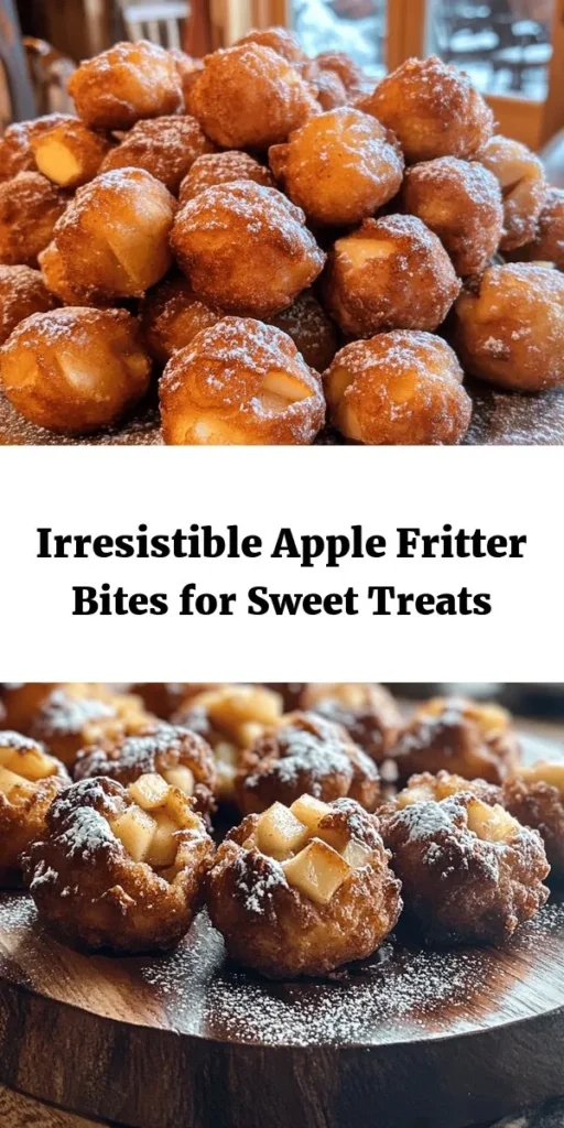 Indulge in these delicious apple fritter bites, perfect for breakfast or a sweet snack! Made with fresh diced apples, a fluffy batter, and a delightful glaze, these crispy treats are sure to satisfy your sweet tooth. Fry them to golden perfection and finish with a glaze made of powdered sugar and apple cider. Easy to make and even easier to enjoy, this recipe yields 4-6 servings of pure apple goodness. Don't miss out on this tasty delight!