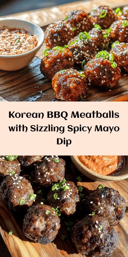 Indulge in these savory Korean BBQ Meatballs paired with a delicious spicy mayo dip! This simple recipe combines ground beef, jasmine rice, and fresh ingredients for a flavor-packed bite. Bake until golden and serve with a creamy Sriracha mayo that you can adjust to your spice preference. Perfect as an appetizer or a tasty snack, these meatballs are a crowd-pleaser. Enjoy this fusion dish that’s sure to impress at your next gathering!