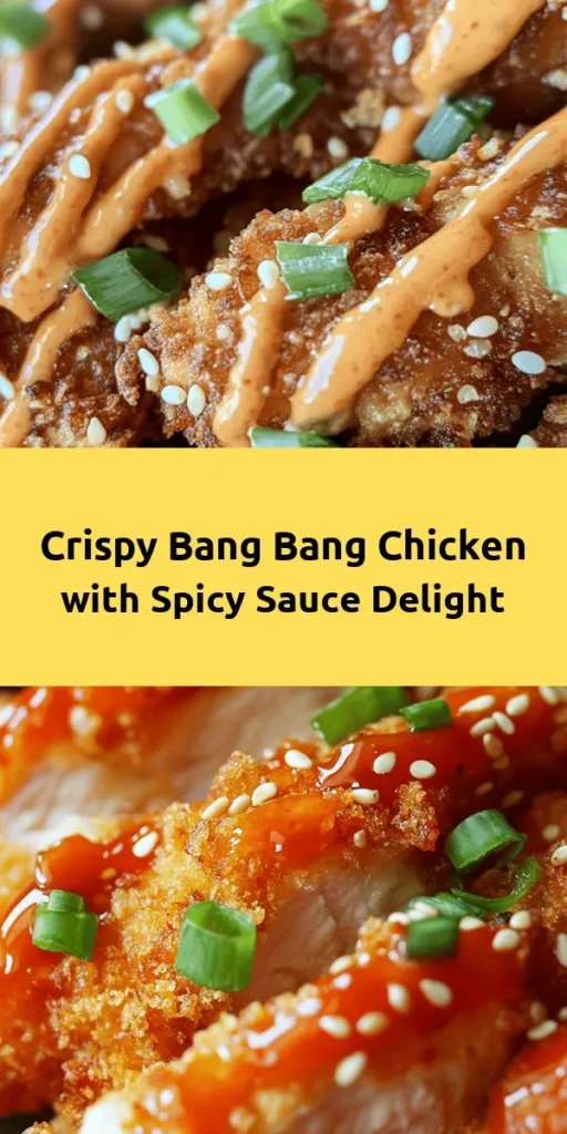 Get ready for a flavor explosion with this Crispy Bang Bang Chicken recipe! Juicy bite-sized chicken pieces are marinated in buttermilk, then coated in a perfectly seasoned breading for an irresistible crunch. Once fried to golden perfection, toss them in a zesty Bang Bang sauce made with mayo, sweet chili, and a kick of sriracha. Perfect for a game day snack or a delicious dinner. Serve with extra sauce and garnishes for a delightful treat that everyone will love!