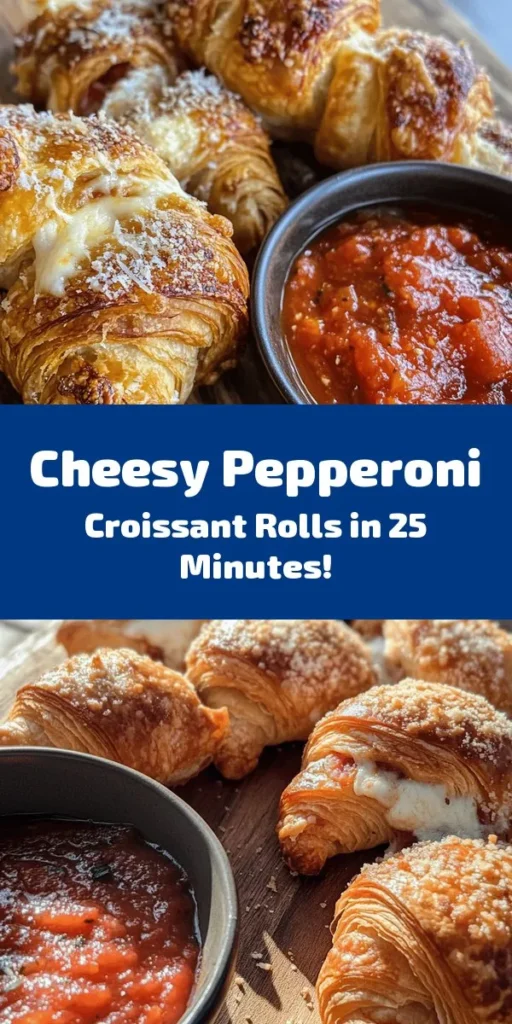 Indulge in the ultimate comfort food with these Mozzarella Pepperoni Croissant Rolls! Perfect for parties or a cozy night in, these delightful rolls are easy to make using refrigerated crescent dough. Packed with gooey mozzarella, savory pepperoni, and a sprinkle of Italian seasoning, they are golden brown and irresistible. Serve them warm with marinara sauce for dipping. Ready in just 25 minutes, they're a tasty treat everyone will love!