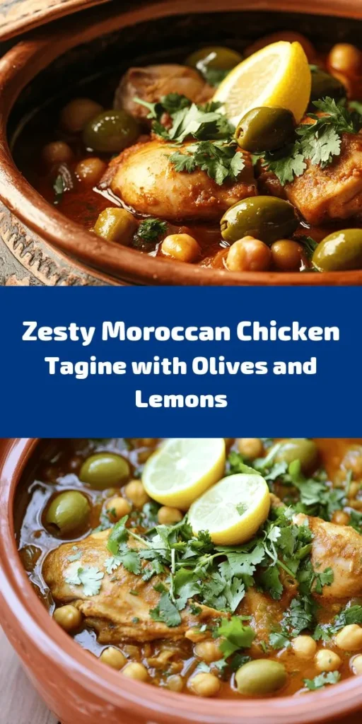 Discover the vibrant flavors of Morocco with this Chicken Tagine featuring olives and lemons! This one-pot recipe combines tender chicken thighs with aromatic spices, zesty lemon, and savory olives for a dish that's both comforting and exotic. Perfect for family dinners or impressing guests, it’s easy to make and full of depth. Garnish with fresh cilantro for a pop of color. Enjoy a culinary adventure right in your kitchen!