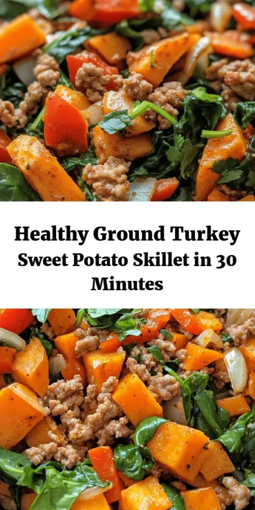 Try this delicious Ground Turkey Sweet Potato Skillet for a healthy and hearty meal! Packed with protein and nutrients, it features tender sweet potatoes, ground turkey, and colorful veggies all cooked in one skillet. Customize with spices like smoked paprika and chili powder for extra flavor. Perfect for a quick weeknight dinner, this dish is ready in just 30 minutes and is sure to become a family favorite. Enjoy garnished with fresh herbs for a vibrant touch!