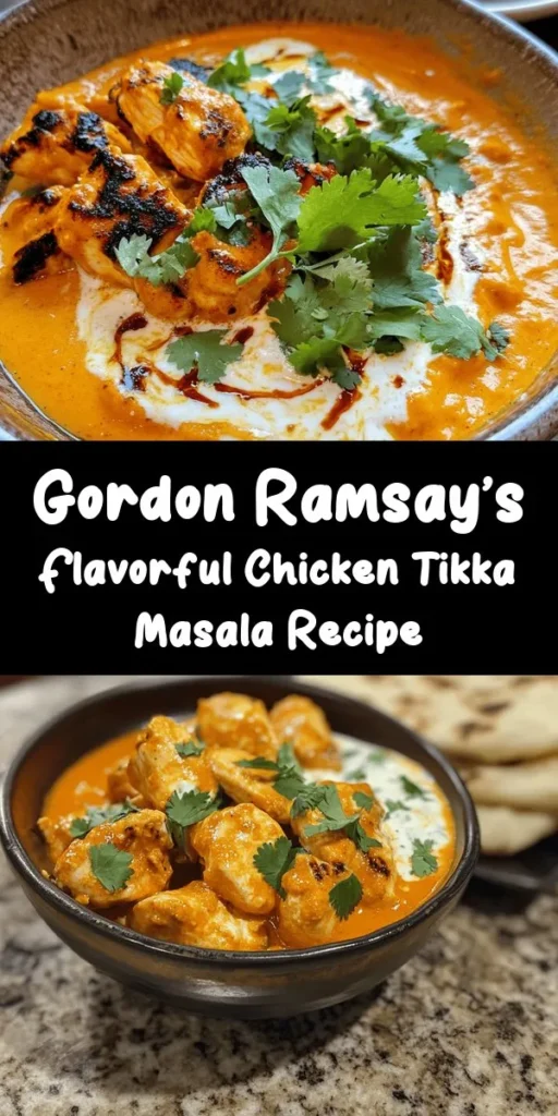 Experience the rich and aromatic flavors of Gordon Ramsay's Chicken Tikka Masala Delight! This delicious recipe features tender marinated chicken skewers grilled to perfection and smothered in a creamy, spiced tomato sauce. Perfectly paired with basmati rice or warm naan, this dish is a crowd-pleaser for any occasion. With easy-to-follow steps, you'll create a comforting meal that brings the taste of India to your home kitchen. Gather your ingredients and get ready for an unforgettable culinary adventure!