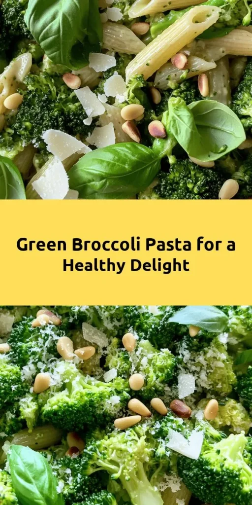 Dive into the vibrant flavors of this Deliciously Green Broccoli Pasta! Perfect for a quick weeknight dinner, this wholesome dish combines whole wheat pasta, tender broccoli, and aromatic garlic, all tossed in a light lemon sauce. Top it off with Parmesan or nutritional yeast for a vegan twist, and add a sprinkle of fresh basil and toasted nuts for crunch. Ready in just 20 minutes, it’s both nutritious and delicious! Try it tonight!