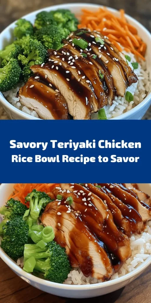 Savor the flavors of this Teriyaki Chicken Rice Bowl, a wholesome and delicious meal that's perfect for any day! Featuring tender marinated chicken thighs, fluffy jasmine rice, and a colorful mix of steamed broccoli and shredded carrots, this dish is both nutritious and satisfying. Drizzle with homemade teriyaki sauce and top with green onions and sesame seeds for an extra touch. Enjoy a delightful taste of Asian cuisine at home!