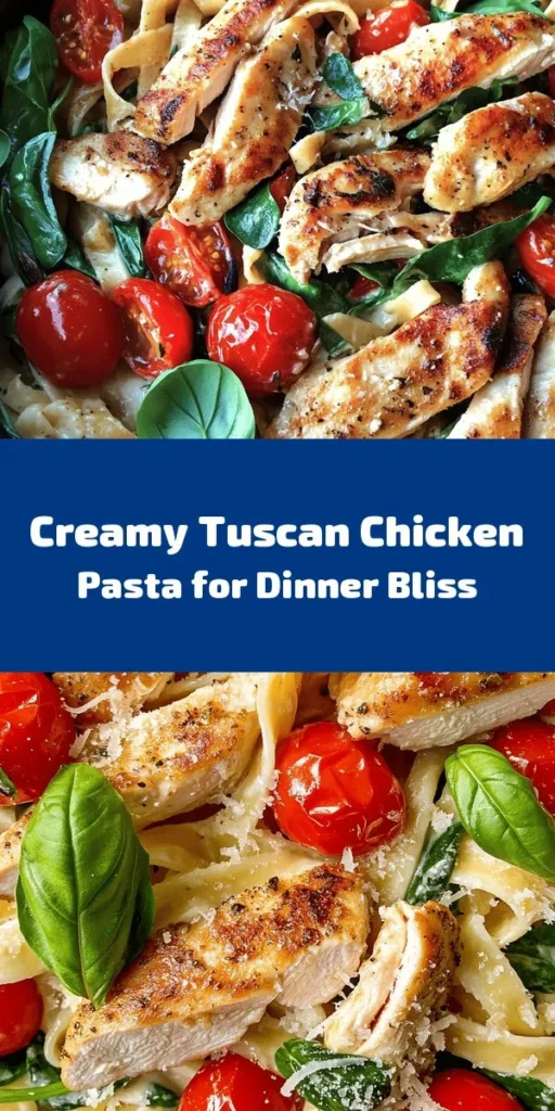 Indulge in this creamy Tuscan Chicken Pasta Delight, a perfect blend of flavors that will transport you to Italy! With tender chicken, sautéed garlic, fresh spinach, and juicy cherry tomatoes, mixed in a rich Parmesan cream sauce, this dish is both satisfying and simple to make. Ready in just 30 minutes, it’s ideal for a weeknight dinner or a special occasion. Top it off with fresh basil for the ultimate flavor boost! Try it tonight!