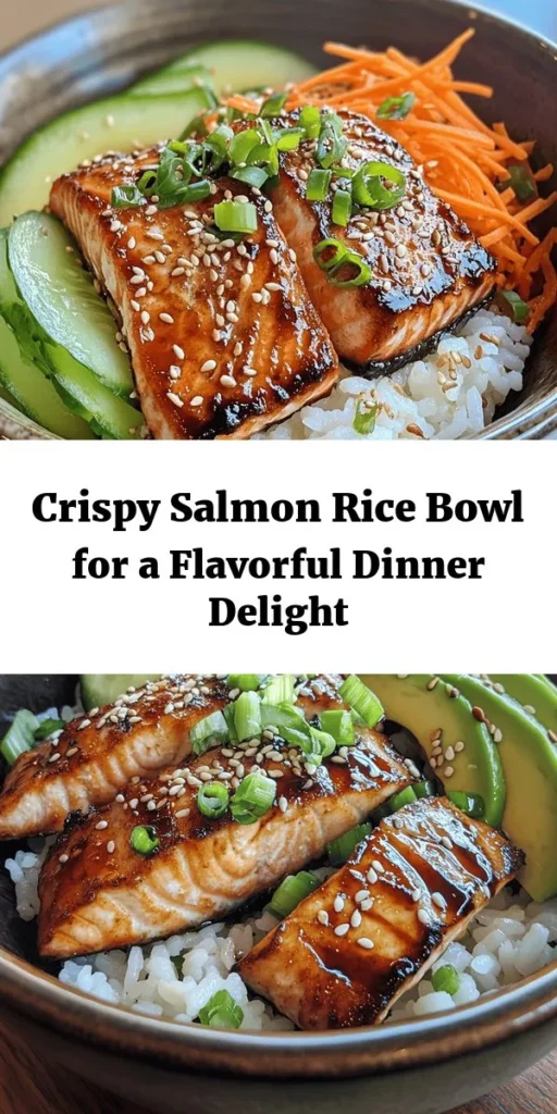 Discover the joy of a Crispy Salmon and Rice Bowl that’s bursting with flavor! This recipe combines perfectly cooked sushi rice with succulent salmon, marinated to perfection in a savory mix of soy sauce, mirin, and sesame oil. Topped with fresh avocado, cucumber, and carrot, it’s a delicious and nutritious meal. Ideal for a weeknight dinner or a special occasion. Follow the simple steps to create a delightful and vibrant bowl that will impress your family and friends!