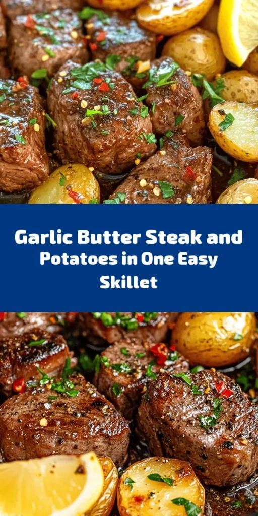 Looking for a quick and delicious dinner idea? This Garlic Butter Steak and Potatoes Skillet is the perfect meal for any night of the week! With tender sirloin cubes tossed in garlic butter, roasted baby potatoes, and fresh parsley, it’s both hearty and flavorful. In just 30 minutes, you can enjoy this easy-to-make dish complete with a zesty lemon twist. Perfectly seared steak and crispy potatoes await your dinner table!