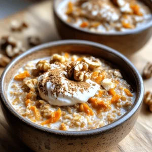 Oatmeal has long been revered as a versatile breakfast option, cherished for its ability to fuel the body and satisfy hunger. This humble grain can be transformed into a myriad of delightful dishes, making it a staple in households around the world. Among the many variations, the Carrot Cake Oatmeal Delight stands out, bringing together the comforting flavors of a classic dessert with the wholesome benefits of oats and vegetables.