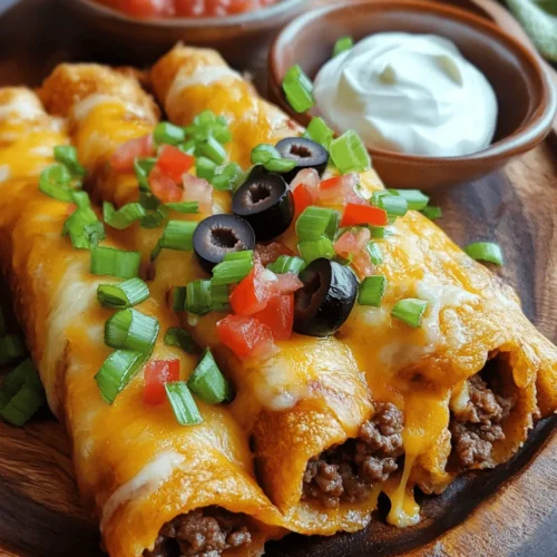 Cheesy Taco Sticks are a delightful fusion of two beloved comfort foods: tacos and cheesy goodness, all wrapped up in a convenient stick form. These treats are not just a snack; they can easily serve as a crowd-pleasing appetizer for parties, game days, or casual family dinners. The combination of seasoned ground meat, melty cheese, and flaky dough creates an irresistible flavor and texture that appeals to both kids and adults alike.