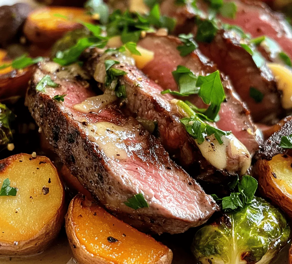 Garlic Butter Steak with Brussels Sprouts and Sweet Potatoes is a dish that not only tantalizes the taste buds but also nourishes the body. Combining the rich, savory flavors of perfectly cooked steak with the earthy sweetness of roasted Brussels sprouts and sweet potatoes, this recipe offers a delightful gastronomic experience that is both satisfying and nutritious. Whether you're planning a weeknight dinner or a special occasion, this meal is sure to impress.
