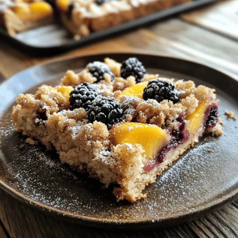 Coffee cakes hold a special place in the hearts and homes of many, serving as a delightful accompaniment to morning coffee or afternoon tea. They are characterized by their moist texture and rich flavors, often infused with fruits, nuts, or spices, creating a sumptuous experience for the taste buds. One such irresistible creation is the Peach Blackberry Coffee Cake Delight—a vibrant and fruity treat that promises to elevate your coffee break or dessert table.