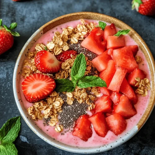 Smoothie bowls have surged in popularity in recent years, becoming a staple in health-conscious kitchens and trendy cafes alike. These vibrant, colorful bowls not only captivate the eye but also pack a nutritional punch that makes them an excellent choice for breakfast, snacks, or even dessert. The appeal of smoothie bowls lies in their versatility; they can be customized with various fruits, toppings, and flavors to suit personal preferences and dietary needs. In particular, the refreshing watermelon and strawberry smoothie bowl stands out as a perfect summer treat, capturing the essence of the season with its bright colors and delicious flavors.