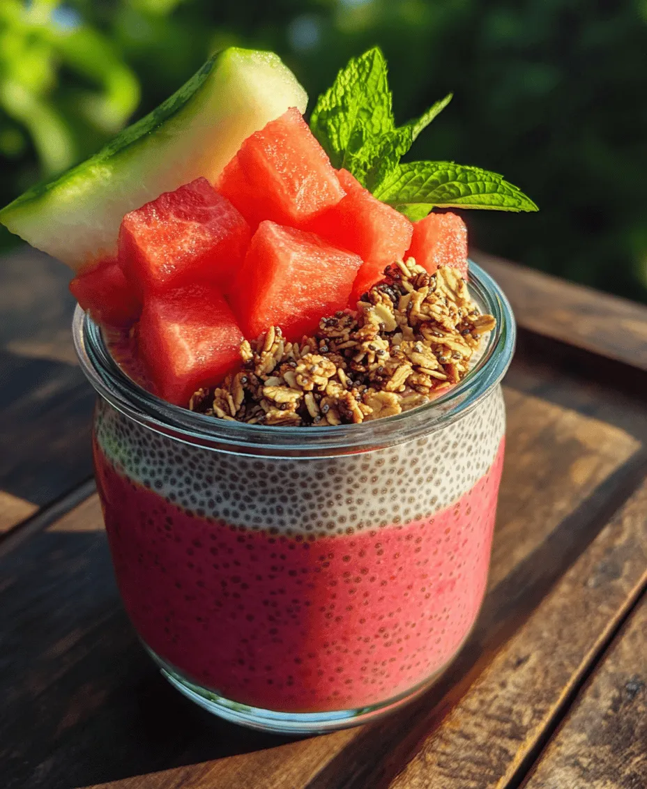 Watermelon, known for its hydrating properties and sweet flavor, is a summertime favorite, but its benefits extend beyond mere refreshment. Packed with vitamins A and C, as well as antioxidants, watermelon is not only delicious but also promotes skin health and supports the immune system. Chia seeds, on the other hand, have gained popularity as a superfood in recent years due to their numerous health benefits. These tiny seeds are loaded with fiber, omega-3 fatty acids, and protein, making them an excellent addition to any breakfast. When combined, watermelon and chia seeds create a unique flavor profile that is both refreshing and satisfying, making the Watermelon Chia Pudding Breakfast Jar a perfect start to any day.