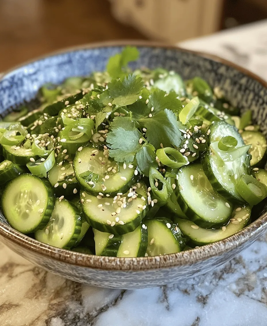 Crunchy Asian Cucumber Salad is a vibrant and refreshing dish that embodies the essence of Asian cuisine. This salad combines the crispness of cucumbers with a medley of seasonings and aromatics to create a delightful side dish or light meal that tantalizes the taste buds. The beauty of this recipe lies in its simplicity and the vibrant flavors that come together in just a few minutes, making it an ideal choice for busy weeknights or entertaining guests.