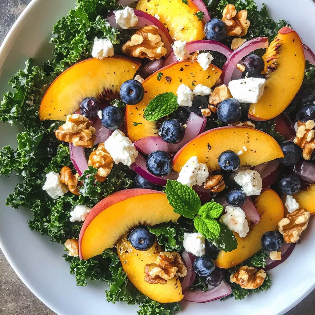 What makes the Summer Peach and Blueberry Kale Salad so irresistible? It’s the perfect balance of flavors and textures. The sweetness of ripe peaches and blueberries pairs harmoniously with the slightly bitter, crisp kale. Drizzled with a light vinaigrette, this salad is refreshing and satisfying, making it a go-to recipe when the temperature rises. Plus, it’s incredibly easy to prepare, allowing you to spend less time in the kitchen and more time enjoying the summer sun.