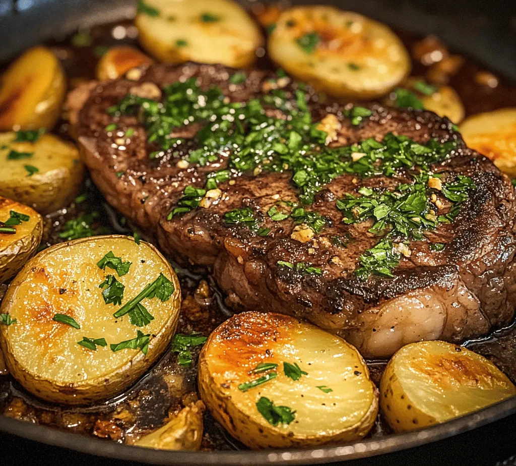 If you're looking to elevate your dinner game with a dish that is both comforting and indulgent, the Sizzling Garlic Butter Steak & Potatoes Skillet is a culinary masterpiece that fits the bill perfectly. This recipe masterfully combines tender, juicy steak with crisp, golden baby potatoes, all enveloped in a rich garlic butter sauce that will have your taste buds dancing with delight. The harmony of flavors and textures makes this dish an instant classic, whether you're preparing a weeknight dinner for the family or hosting a special gathering with friends.