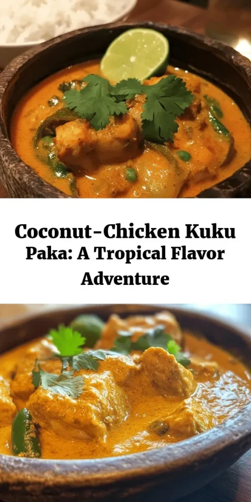 Discover the delightful flavors of Kuku Paka, a mouthwatering coconut-chicken dish that's perfect for family dinners. With tender chicken marinated in spices, simmered in a rich coconut milk sauce, this recipe is a true culinary adventure. Fresh herbs and a squeeze of lime add the perfect finishing touch. Easy to prepare, it pairs beautifully with steamed rice or chapati, making every bite a taste of tropical goodness. Try it today and elevate your weeknight meals!