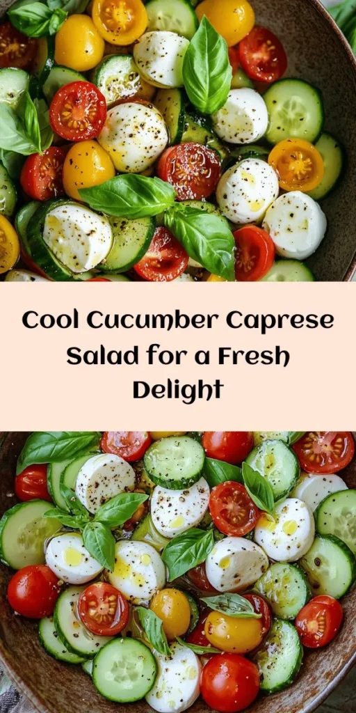 Brighten up your meal with this refreshing Cucumber Caprese Salad! Packed with juicy cucumbers, sweet cherry tomatoes, and creamy mozzarella, this salad is perfect for any occasion. Toss in fresh basil and drizzle with a simple olive oil and balsamic dressing for a delicious twist. Ready in just 10 minutes, it’s an easy, healthy side dish that everyone will love. Serve it fresh or let the flavors meld in the fridge for a bit. Enjoy this light and vibrant recipe!