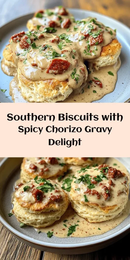 Indulge in the comforting flavors of the South with this Spicy Southern Comfort recipe featuring delicious biscuits and savory chorizo gravy. With tender, flaky biscuits made from scratch and a rich, zesty gravy, this dish is perfect for brunch or any hearty meal. Ready in just 40 minutes, it's a warm, satisfying option that will please the whole family. Get ready to enjoy a delightful fusion of textures and bold flavors!