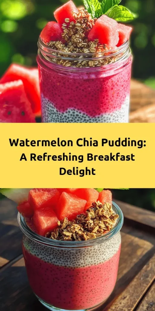 Start your day off right with this refreshing Watermelon Chia Pudding Breakfast Jar! Made with blended watermelon, creamy almond milk, and chia seeds, this healthy treat is perfect for warm mornings. Just blend, mix, and refrigerate for a few hours for a deliciously thick pudding. Layer with fresh watermelon and your favorite toppings like granola or coconut flakes. It's not just tasty; it's photogenic too! Perfect for meal prep or a quick breakfast grab!