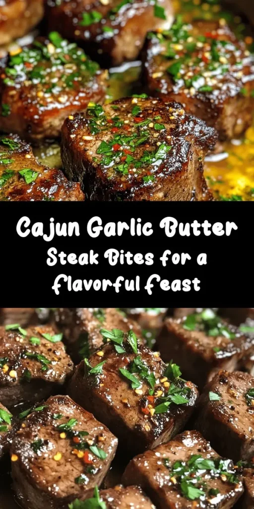 Indulge in these mouthwatering Cajun Garlic Butter Steak Bites that are packed with flavor! Perfectly seared sirloin steak cubes are tossed in a savory Cajun seasoning and enhanced with rich garlic butter. Quick to make in just 25 minutes, these bites are ideal for a weeknight dinner or as a party appetizer. Serve them hot with a sprinkle of parsley and a squeeze of lemon for a touch of brightness. Don't forget the dipping sauce! Enjoy this delicious dish today!