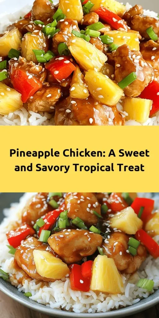 Get ready for a taste of the tropics with this delicious pineapple chicken recipe! Sweet and savory, this dish combines succulent chicken thighs with fresh pineapple, colorful bell peppers, and a savory sauce that brings everything together. Served over fluffy jasmine rice, it's a perfect weeknight dinner that’s both easy to make and bursting with flavor. Garnish with green onions and sesame seeds for that finishing touch. Enjoy a Hawaiian getaway right in your kitchen!