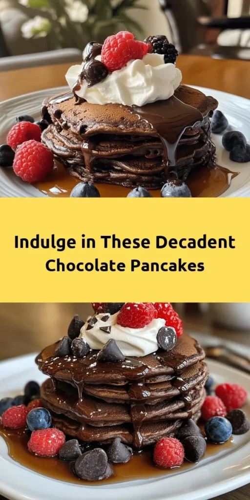 Treat yourself to the most amazing chocolate pancakes that are perfect for breakfast or a sweet brunch surprise! With rich cocoa, a touch of sweetness, and melty chocolate chips, these fluffy pancakes are a chocolate lover's dream. Easy to whip up in just 25 minutes, you’ll love how simple the ingredients are. Top them with whipped cream, berries, or maple syrup for an extra delicious touch. Enjoy a delightful morning treat that’s sure to impress!