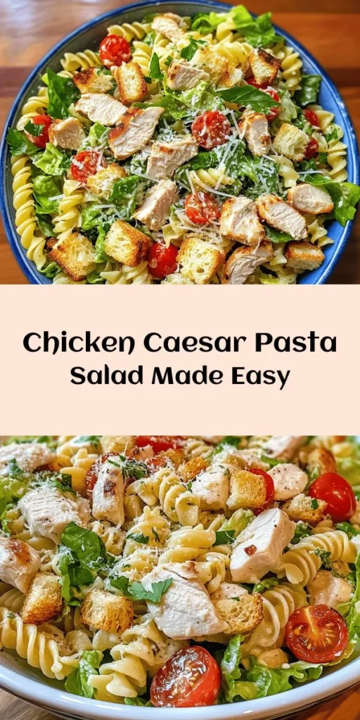 Elevate your mealtime with this Chicken Caesar Pasta Salad Extravaganza! Packed with rotini pasta, tender chicken, crispy romaine, and juicy cherry tomatoes, it's a delightful blend of flavors and textures. Tossed in creamy Caesar dressing and topped with crunchy croutons and fresh parsley, this salad is perfect for a quick lunch or a tasty side dish. Ready in just 30 minutes, it’s the ideal choice for busy days. Try it out today!