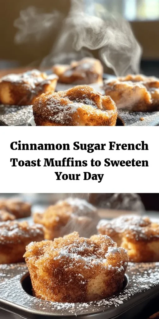 Indulge in the delightful taste of Cinnamon Sugar French Toast Muffins! Perfect for breakfast or brunch, these muffins are made from day-old French bread soaked in a rich custard of eggs, milk, and spices. With a sweet cinnamon sugar topping, they bake to golden perfection in just 20-25 minutes. Easy to make and impossible to resist, serve them warm with a dusting of powdered sugar. Enjoy a cozy treat that everyone will love!