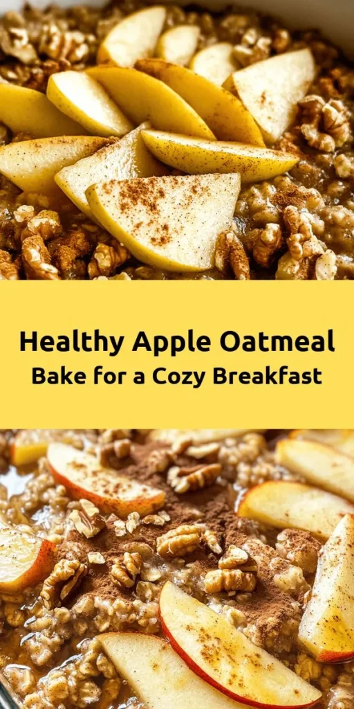 Start your day with this irresistible healthy apple oatmeal breakfast bake! Packed with wholesome ingredients like rolled oats, fresh apples, and a touch of maple syrup, it's both delicious and nutritious. This easy recipe combines the warm flavors of cinnamon and nutmeg, and it's perfect for meal prep or a cozy morning treat. Simply mix, bake, and enjoy a slice topped with yogurt or extra apple slices. A warm, comforting breakfast awaits!