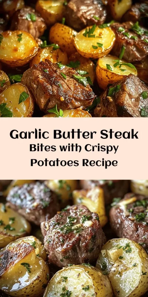 Indulge in these Garlic Butter Steak Bites and Potatoes that are sure to impress your family and friends! This easy recipe features tender sirloin steak cooked to perfection, sautéed with fragrant garlic and fresh herbs. Paired with crispy baby potatoes roasted to golden goodness, this dish is a flavor explosion in every bite. Perfect for a weeknight dinner or a special occasion, it’s quick to prep and makes for a delightful meal. Enjoy garnished with fresh parsley for a beautiful finishing touch!