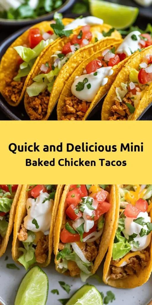 Whip up these delicious 20-Minute Mini Baked Chicken Tacos for a quick and easy meal that's perfect for any night of the week! With ground chicken, zesty taco seasoning, and gooey cheddar cheese, these tasty bites are a hit with the whole family. Simply sauté the ingredients, fill up the mini taco shells, and bake until golden. Serve with fresh toppings like lettuce, tomatoes, and sour cream. Quick, fun, and oh-so-satisfying!