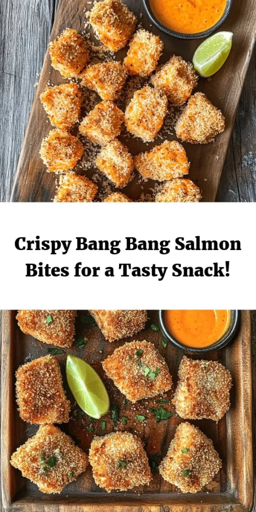 Elevate your snack game with these Crispy Bang Bang Salmon Bites! This quick and easy recipe combines tender salmon coated in crunchy panko breadcrumbs and infused with flavorful spices. Perfectly fried to golden perfection, they’re served with a creamy and spicy Bang Bang sauce that takes this dish to the next level. Ideal for any gathering or a delicious weeknight treat. Enjoy a bite-sized burst of flavor today!