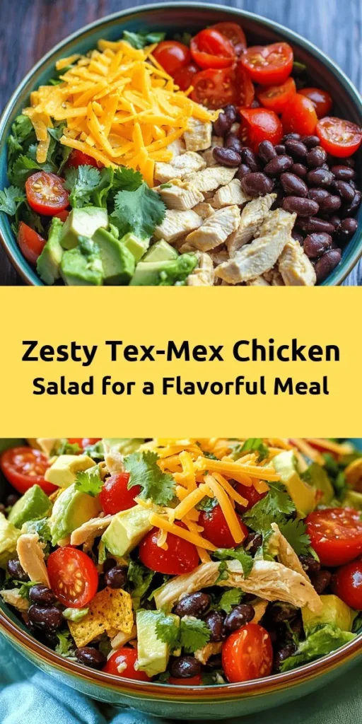 Brighten up your meal with this Zesty Tex-Mex Chopped Chicken Salad! Packed with flavorful ingredients like tender chicken, black beans, colorful veggies, creamy avocado, and a zesty lime dressing, it’s perfect for a quick lunch or dinner. Ready in just 15 minutes, this salad offers a delicious crunch with tortilla chips on top. Fresh, healthy, and satisfying, it's a must-try for any salad lover! Perfect for meal prep or a light summer dish.