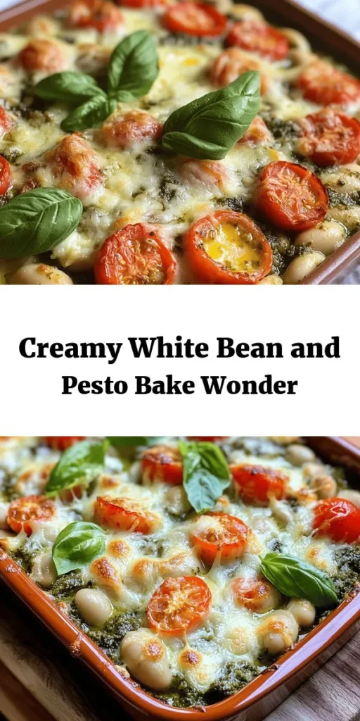 Indulge in this delicious Creamy White Bean & Pesto Bake, perfect for a comforting meal! This easy recipe combines white beans, vibrant pesto, juicy cherry tomatoes, and fresh spinach, all topped with gooey mozzarella and savory Parmesan cheese. Simply mix, bake, and enjoy a hearty dish that’s both creamy and satisfying. Get ready to impress your family and friends with this flavorful and nutritious bake! Perfect for any occasion.