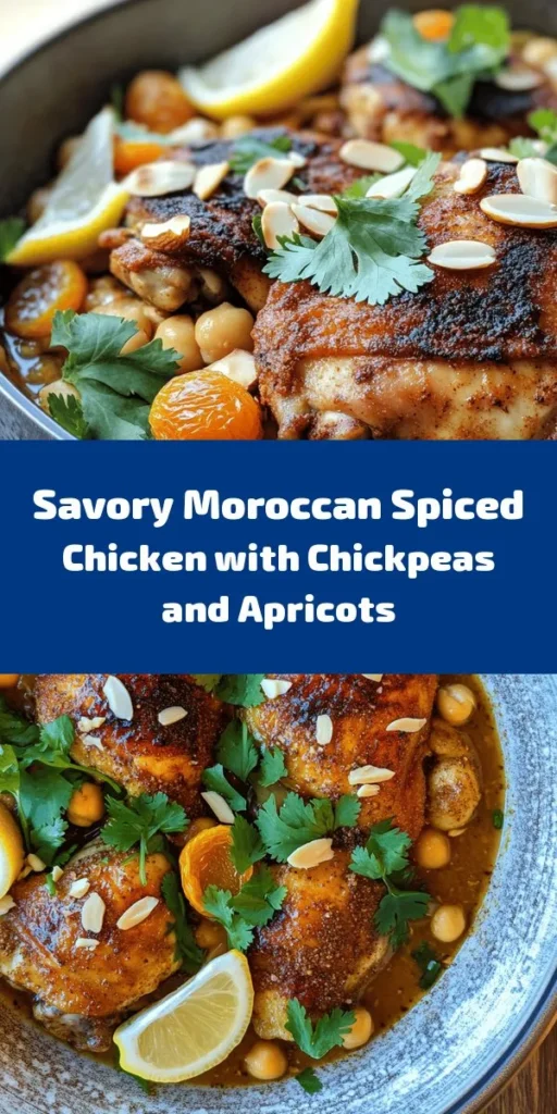 Discover the vibrant flavors of Moroccan Spiced Chicken that will transport your taste buds straight to North Africa! This easy recipe features succulent chicken thighs marinated in aromatic spices like cumin and paprika, then braised to perfection with chickpeas and sweet dried apricots. Topped with crunchy slivered almonds and fresh cilantro, it's a delightful dish to serve with couscous or warm pita. Perfect for a cozy dinner or a special occasion!