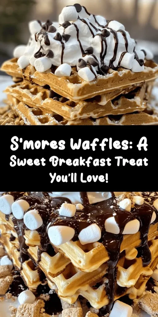 Dive into the ultimate breakfast treat with these indulgent S’mores Waffles! Perfectly golden, these waffles feature a delightful blend of mini marshmallows, chocolate chips, and crushed graham crackers, making every bite a sweet adventure. Easy to whip up in just 30 minutes, they can be topped with whipped cream and chocolate syrup for an extra special touch. Your mornings will never be the same once you try this delicious twist on a classic treat!