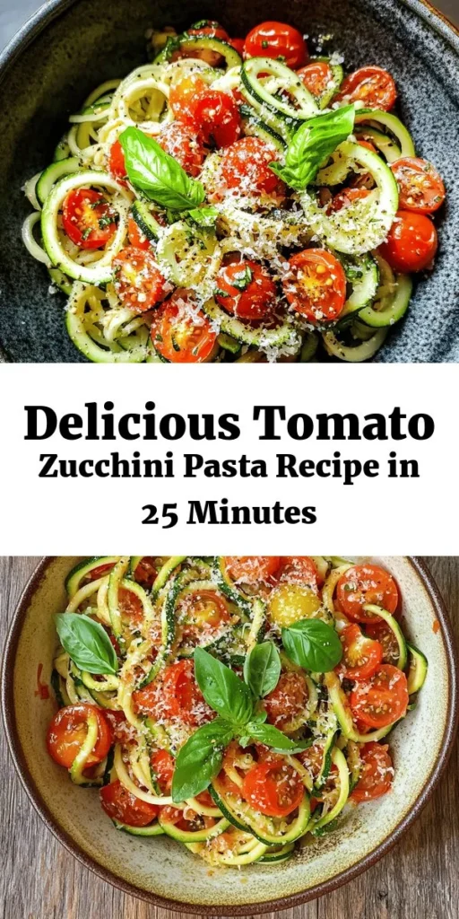 Discover the vibrant flavors of this Tomato Zucchini Pasta! Made with fresh zucchinis, juicy cherry tomatoes, and garlic, it's a healthy and delicious dish that comes together in just 25 minutes. Perfect for a quick weeknight dinner, this recipe is easily customizable with or without cheese. Garnish with crisp basil for a delightful finish. Try it today for a light yet satisfying meal your whole family will love!