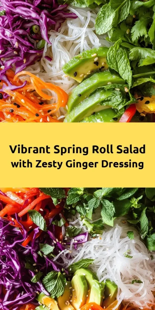 Brighten your day with this refreshing Spring Roll Salad topped with a spicy ginger dressing! This colorful mix features crunchy rice noodles, crisp veggies like cucumbers and bell peppers, and fresh herbs for that extra zing. Whether you’re enjoying it as a light lunch or a side dish, this salad is quick to make, taking just 15 minutes! Customize it with shrimp or tofu for added protein. Serve immediately for a burst of flavor in every bite!